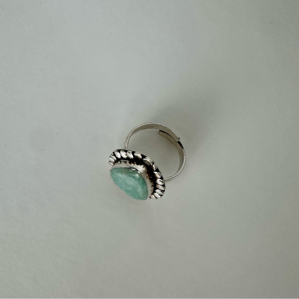 Amazonite & Sterling Silver Handmade Adjustable Ring - Picture 8 of 10